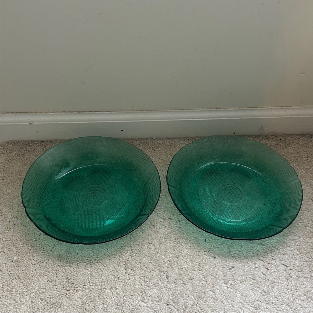 Forte Cristal Mexico Forest/Emerald Green Bowl Glass Dish Set (2)